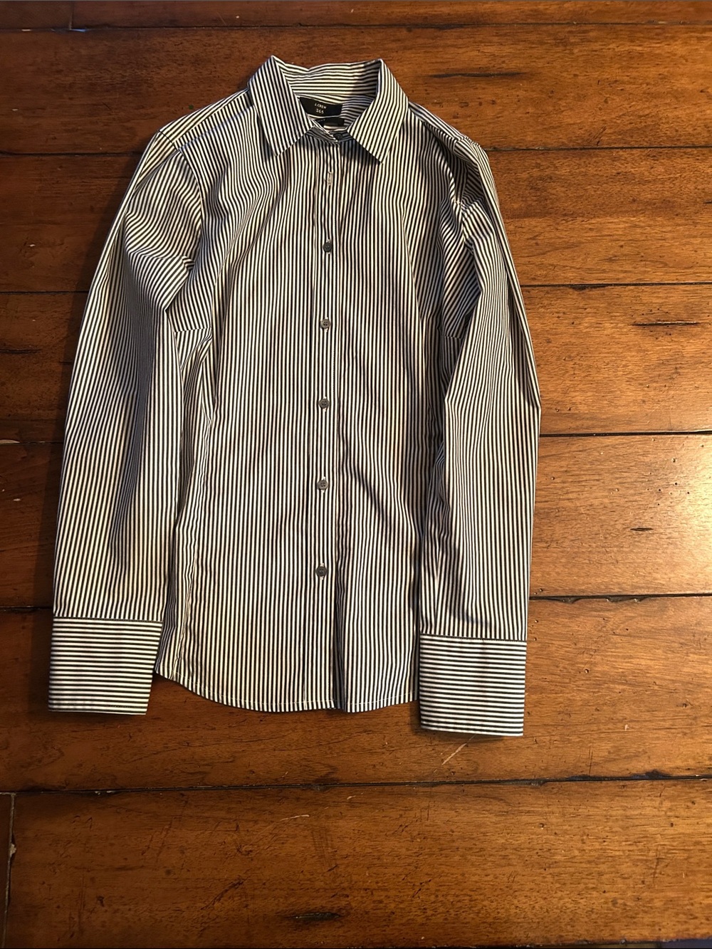 J. Crew Black and White Vertical Stripe Dress Shirt